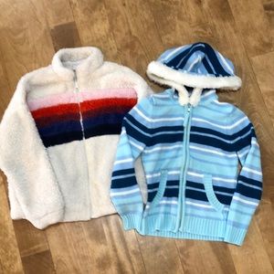 Girls hooded zip sweater and zip up sweatshirt